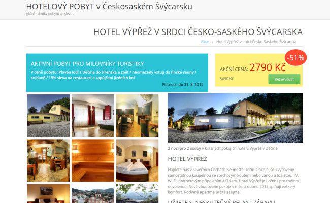 web s nabídkami hotelového pobytu